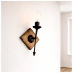 Φωτιστικό Απλίκα ξύλινη με μέταλλο  ρόμβος