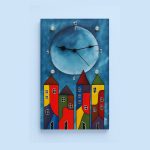 Ξύλινο χειροποίητο ρολόι τοίχου ''Πόλη σχ.1''