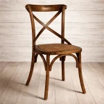 Καρέκλα Τραπεζαρίας  με Ψάθα – Καφέ Ξύλο