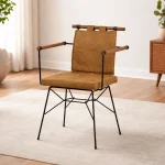 Καρέκλα Τραπεζαρίας Industrial Καφέ με Μπράτσα