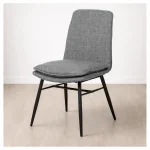 Καρέκλα Τραπεζαρίας Γκρι Υφασμάτινη με Μαύρα Μεταλλικά Πόδια