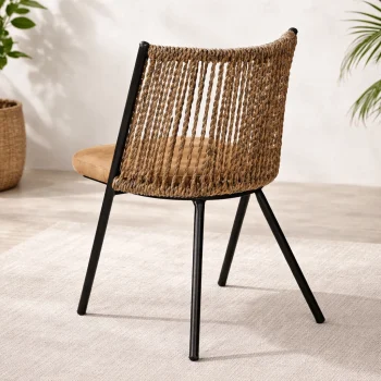 Καρέκλα Τραπεζαρίας Μεταλλική με Πλεκτή Πλάτη & Μαξιλάρι - Image 2