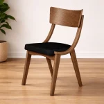 Καρέκλα Τραπεζαρίας Libra Καρυδί με Μαύρο Κάθισμα