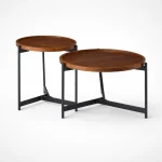 Σετ Τραπεζάκια Σαλονιού Με Μεταλλικό Μαύρο Πόδι