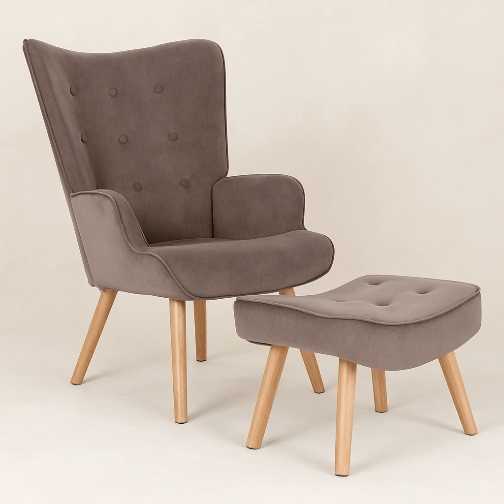 Πολυθρόνα-–-Μπερζέρα-με-Σκαμπό-–-ΥποπόδιοΚαφέ-Box-home Πολυθρόνα - Μπερζέρα - Υποπόδιο - Image 1