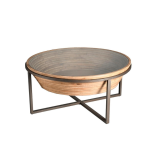 Τραπεζάκι Σαλονιού Γυάλινο Με Μεταλλική Βάση