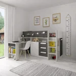 Mid-sleeper κρεβάτι με ντουλάπα πτυσσόμενο γραφείο και αποθηκευτικό χώρο