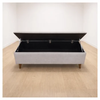 Σκαμπό-Ταμπουρέ με Αποθηκευτικό Χώρο & Ξύλινα Πόδια - Image 2