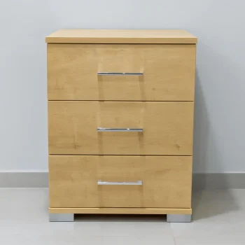 Κομοδίνο με 3 Συρτάρια σε Απόχρωση Φυσικού Ξύλου