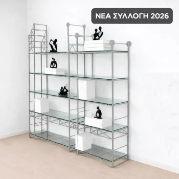 Μεταλλική  Βιβλιοθήκη ΔΕΗ με Γυάλινα Ράφια