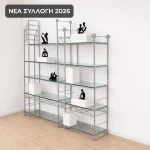 Μεταλλική  Βιβλιοθήκη ΔΕΗ με Γυάλινα Ράφια