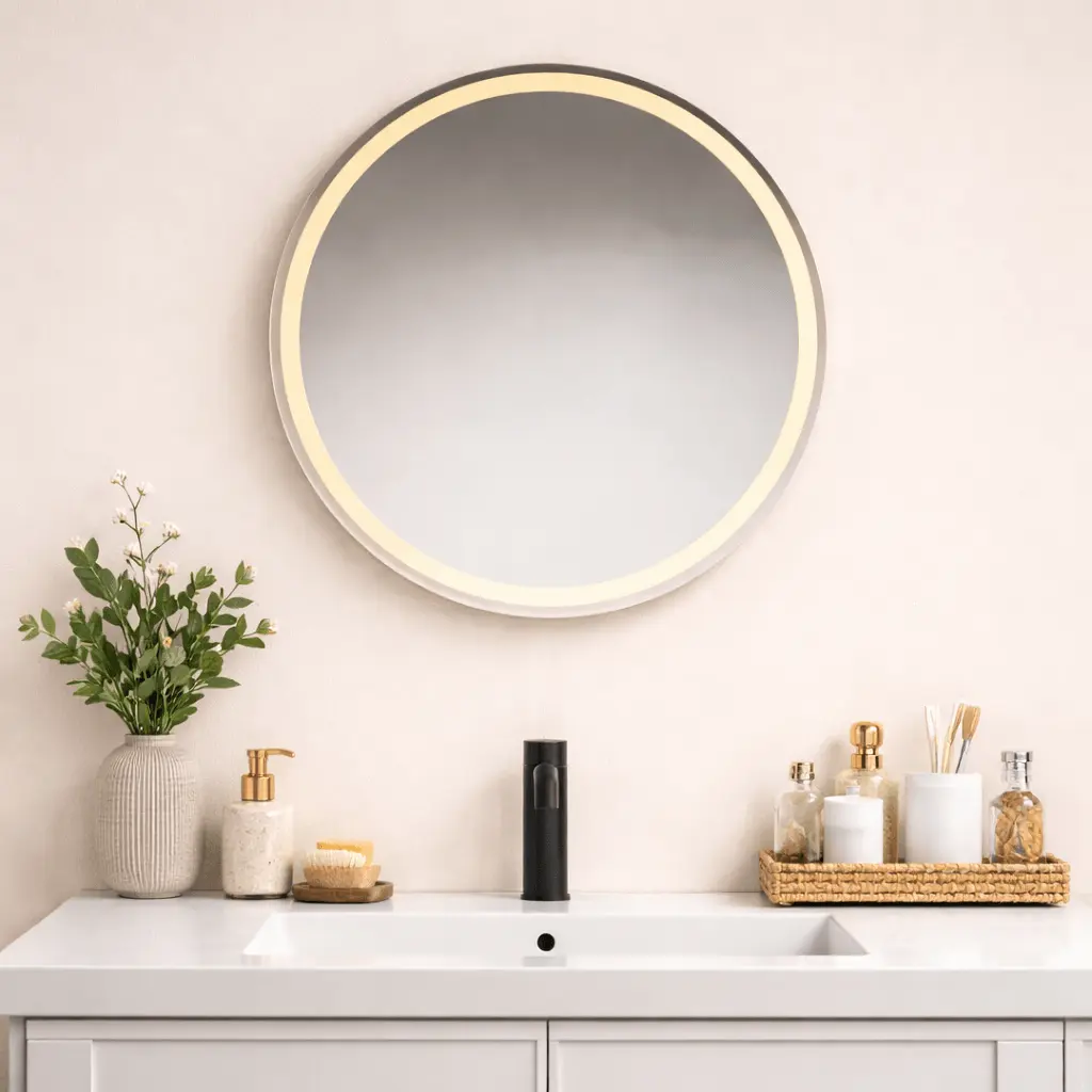 Καθρέπτης Τοίχου Φ60cm_box-home Καθρέπτης LED με επιλογή χρώματος φωτισμού. - Image 1