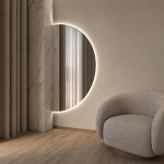 Καθρέφτης MOON (μισός κύκλος) με περιμετρικό φωτισμό LED